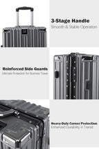 26 Inch Checked Zipperless Luggage with Cup Holder (Gray (PC+Aluminum) / Checked in 26inch)