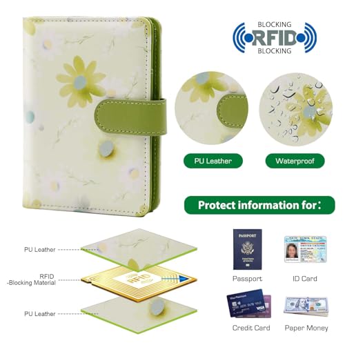 Rfid Passport Holder for Travel women (floral green)