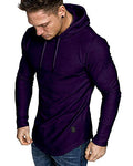 Mens Fashion Athletic Hoodies Sport Sweatshirt Solid Color Fleece Pullover Purple (Medium / Purple)