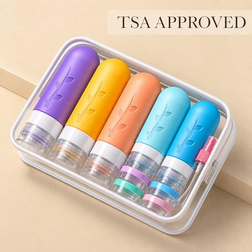 19pack TSA Approved Travel Bottles for Toiletries (Multicolor)