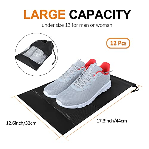12PCS Shoe Bags for Travel (12 Pack - Black)