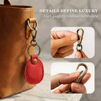 Genuine Leather Airtag Holder Compatible with Apple AirTag Keychain 2nd & 1st Gen (True Red)