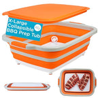 18L Collapsible BBQ Prep Tub with Lid (Orange / 22"L x 16"W x 7.1H")