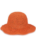 Womens Crochet Straw Sun Hat Foldable Floppy Wide Brim Beach Hat for Summer (One Size / Orange)