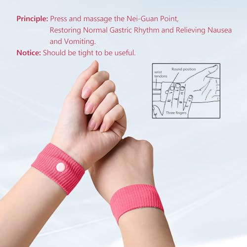 Motion Sickness Wristband (Large, 2 Pairs / Rose Red)
