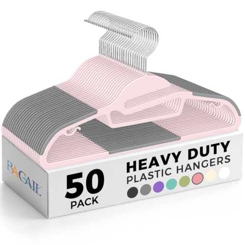 Plastic Hangers 50 Pack with Non (Pink / 50 pack)
