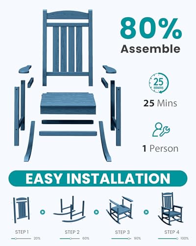 Outdoor Rocking Chair Set of 2 (Blue / 2 Packs)