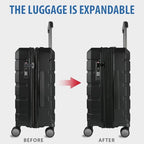 Hardside Expandable Carry On Luggage with Spinner Wheels & Built (Black)