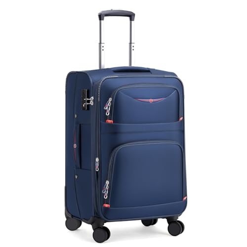 Softside Expandable Luggage with 4 Spinner Wheels (Blue / 21-Inch)