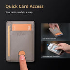 Slim Minimalist Front Pocket RFID Blocking Leather Wallets for Men and Women (Small / Lichee Khaki)