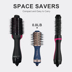 Dual Voltage Travel Hair Dryer Brush (50mm Oval / Prussian Blue&rose Gold)
