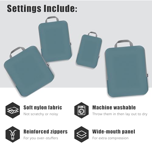 4 Set Compression Packing Cubes Travel (Dark Blue)