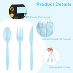 90 Pieces Light Blue Plastic Cutlery Set (Light Blue)