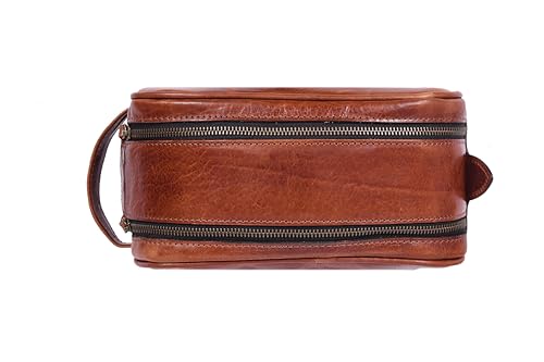 Aaron Leather Goods Waterproof Dopp Kit Travel Pouch (Jade Brown)