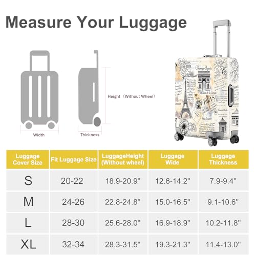 Paris Luggage Cover (#141 / L(fits 28-30Inch suitcase))