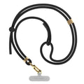 6mm Rope Cross Body Strap with Card (6mm / Solid Black With Gold Clasp)