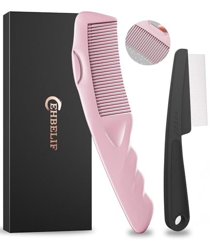 Dandruff Comb Removal 2PC Hollow Fine Tooth Scalp Detox Hair Care Tool Pink (Pink)