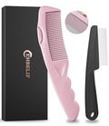 Dandruff Comb Removal 2PC Hollow Fine Tooth Scalp Detox Hair Care Tool Pink (Pink)