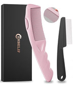 Dandruff Comb Removal 2PC Hollow Fine Tooth Scalp Detox Hair Care Tool Pink (Pink)