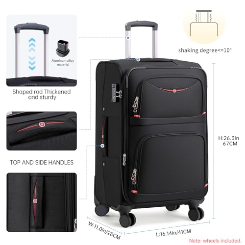 Softside Expandable Luggage with 4 Spinner Wheels (Black / 25-Inch)
