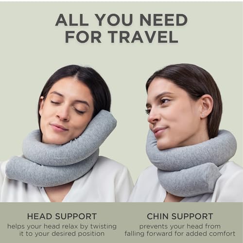 Twist Memory Foam Travel Pillow for Neck (Silver / Extra Large (35" w/ cord))
