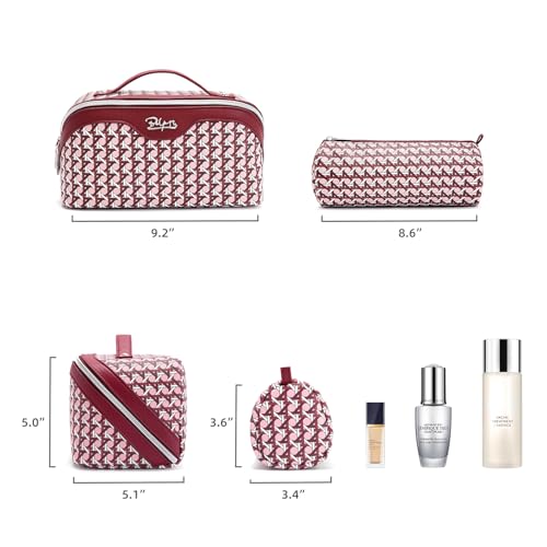 Travel Makeup Bag Cosmetic Bags for Women (M-78Red)