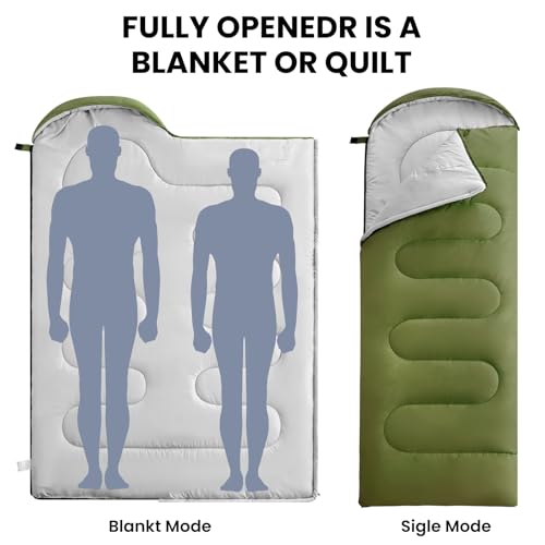 Sleeping Bag for Adults (Army Green / 87"x32.7")