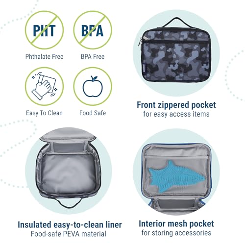 Kids Insulated Lunch Box (9.75 x 7 x 3.25 inches / Black Camo)
