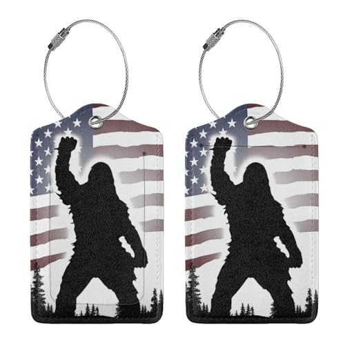 American Flag Leather Luggage Tag with Stainless Steel Ring (1 PCS / American Flag)