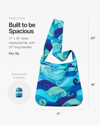 Sling 19L Foldable Packable Crossbody Grocery Bag for Men & Women (Navy)