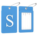 2 Pack Initial Luggage Tags for Suitcases Airplane Travel Essentials (Large S / Blue)