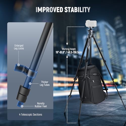 LITETRIP LT07 61" Aluminum Travel Tripod for Camera (LT07 w/Clip)
