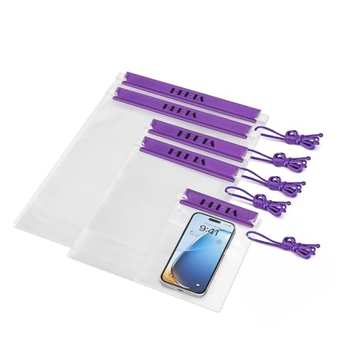 5 Pack Clear Waterproof Dry Bag Pouch (Purple)