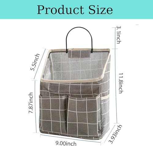 2pcs Wall Hanging Storage Bag (2pcs Grey Grid)