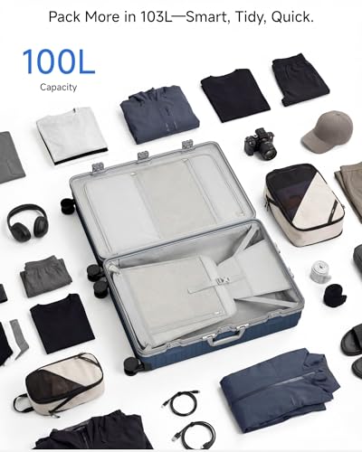 28 Inch Zipperless Checked Luggage (Ocean Blue / 28 Inch)