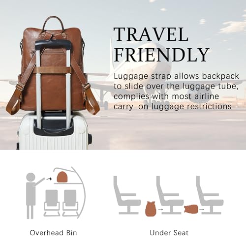 Vegan Leather Laptop Backpack for Women 15.6 inch Work Backpack Fashion Travel Backpack Purse for Business College (Brown01)