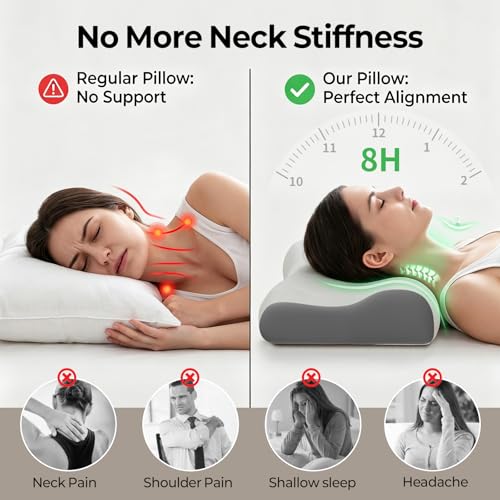 Cervical Neck Pillow for Pain Relief (Grey)