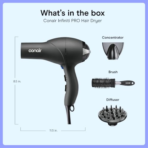 Hair Dryer with Diffuser (Black / 1 Count (Pack of 1))