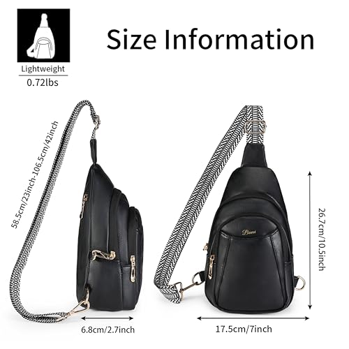 Crossbody Bags for Women Anti Theft Vegan Leather Sling Bag RFID Blocking Chest Bag for Travel (Black-02)