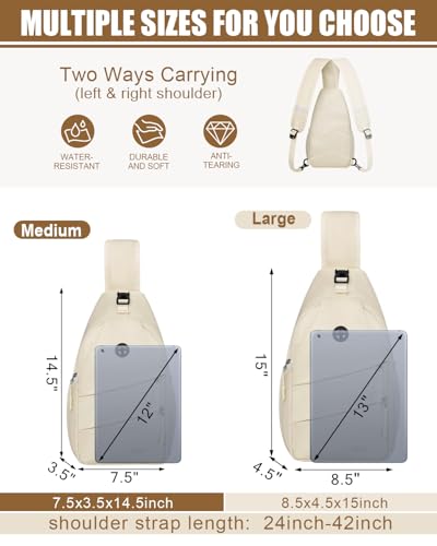 Crossbody Bags for Women Men Trendy Sling Bag Backpack Chest Bag (Large / Light Grey)