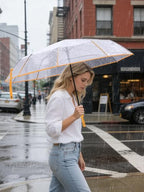 Windproof Travel Umbrellas for Rain and Sun (Clear-Yellow / 2 PK)