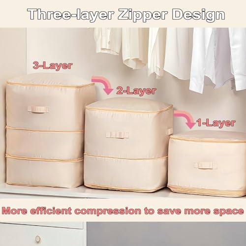 Comforter Storage Bag (Beige, X-Large, 3-Layer, Ticker Version, 1PC)