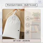 LFH Home Cotton Rich Large Laundry Bag with Handle (20”x30” (Pack of 6) / White)