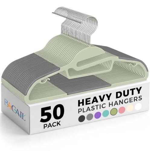 Plastic Hangers 50 Pack with Non (Matchagreen / 50 pack)