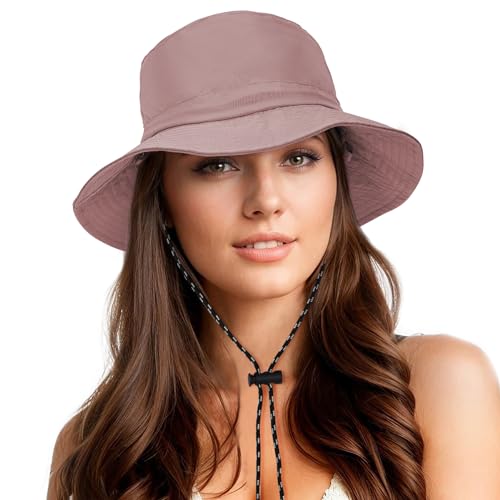 Waterproof Bucket Hats for Woman UPF 50+ Sun Hat Dusty Pink (Dusty Pink)