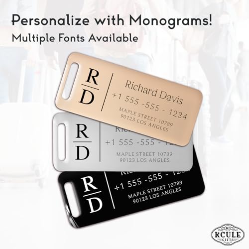 Personalized Luggage Tags for Suitcases 4 Pack (Keychain Silver)