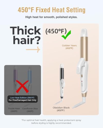 Travel Curling Iron Mini (Golden Years - 450℉ for Thick/Coarse Hair Only)