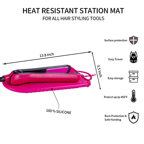 Silicone Heat Resistant Holder Mat Pouch for Flat Iron (Pink)