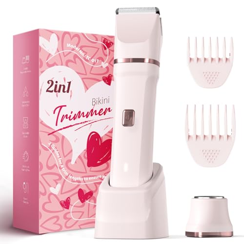 2-in-1 Bikini Trimmer for Women, Electric Razors for Women, Gifts (Pink)