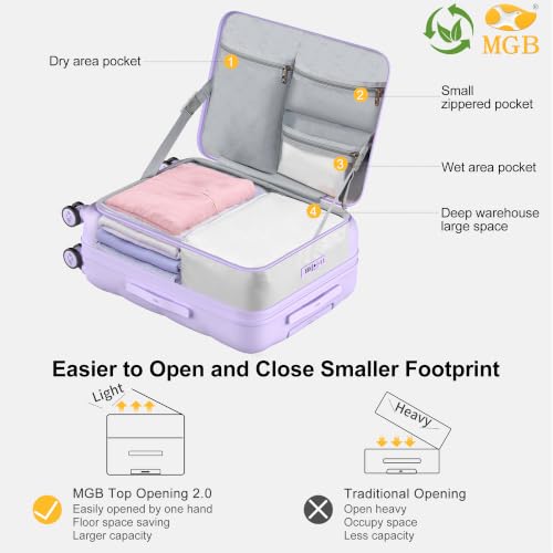 24 Inch Expandable Checked Luggage Hard Shell Suitcase (24 inch / Purple)